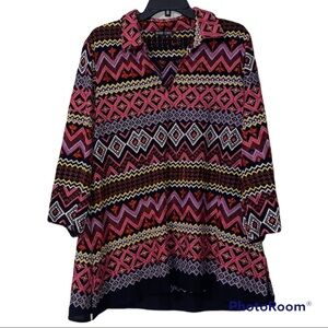 Boho Chic large women’s v neck embroidered blouse tunic long sleeve
